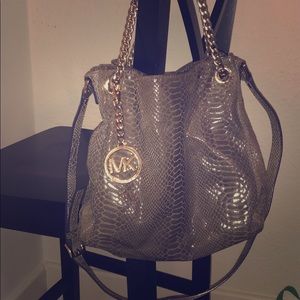 Snakeskin like Blue Michael Kors Leather Purse